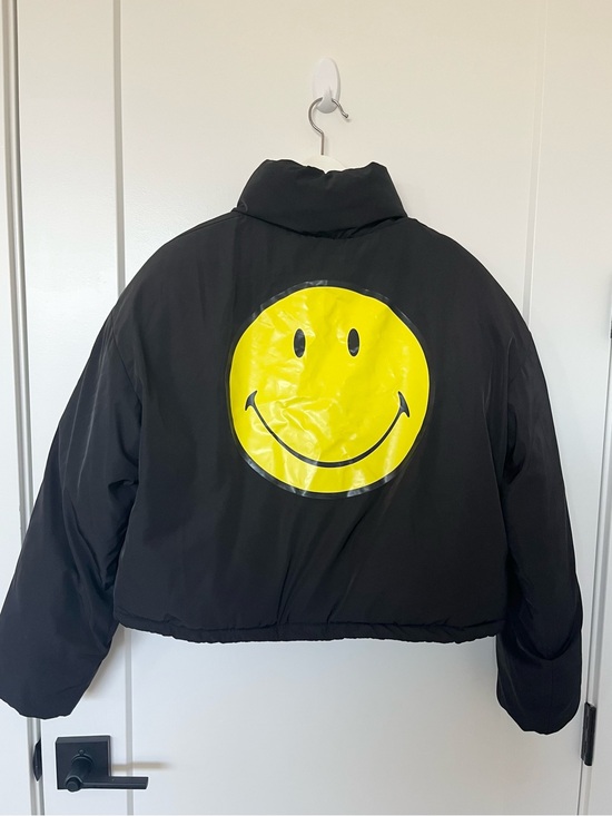 Jackets & Blazers - Smiley x H&M Short Puffer Jacket Coat Black Women’s Size S